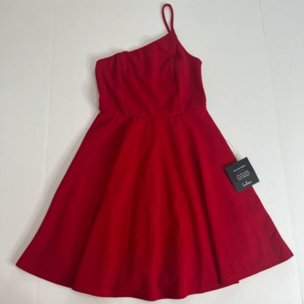 NEW Lulus‎ Mini Dress Red Too Cute To Care S One Shoulder Skater Chic Event Teen - Picture 16 of 16